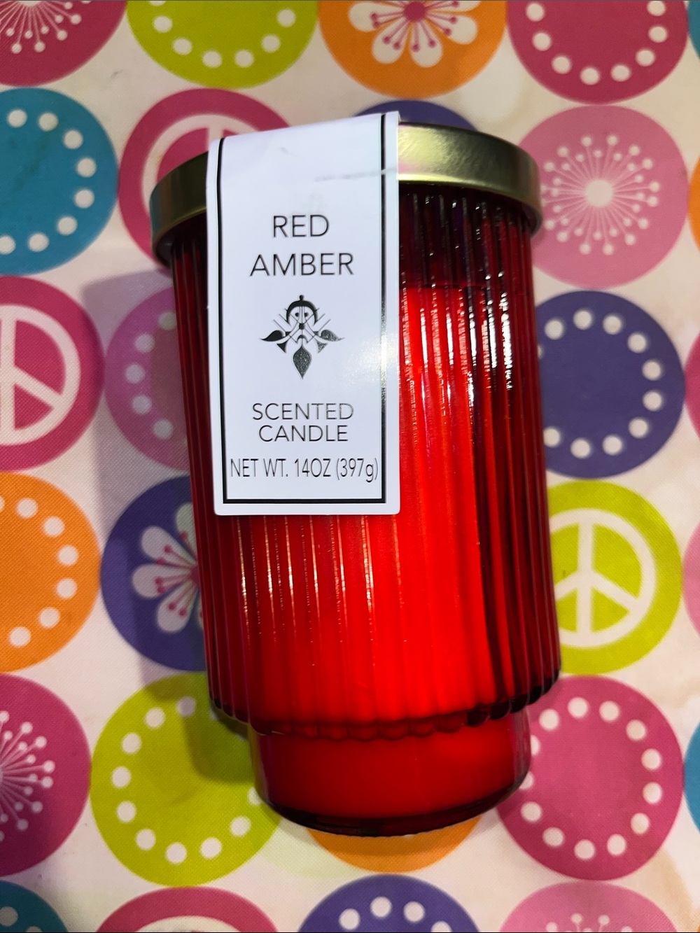 Red Amber Scented Candle - Red